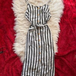 SHEIN Black and White Striped Midi Dress
